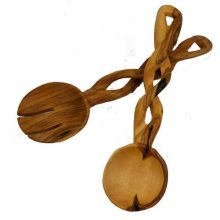 8" Twisted Wooden Salad Servers