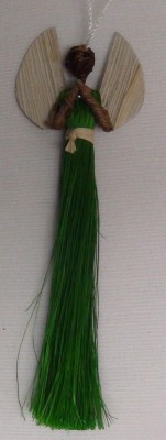 Decorative Hanging Fiber Angel in Green