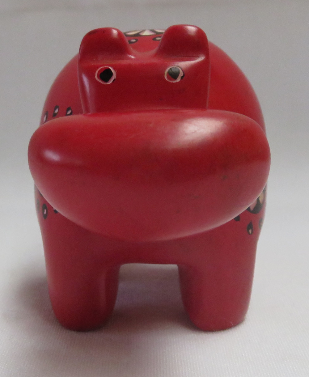 Figurine Sculpture Handmade in Kenya Soapstone African Hippo SS27 2 Inches Height x 3 Inches Long Sponge Orange 