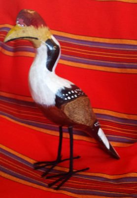 Hand carved and painted wooden bird
